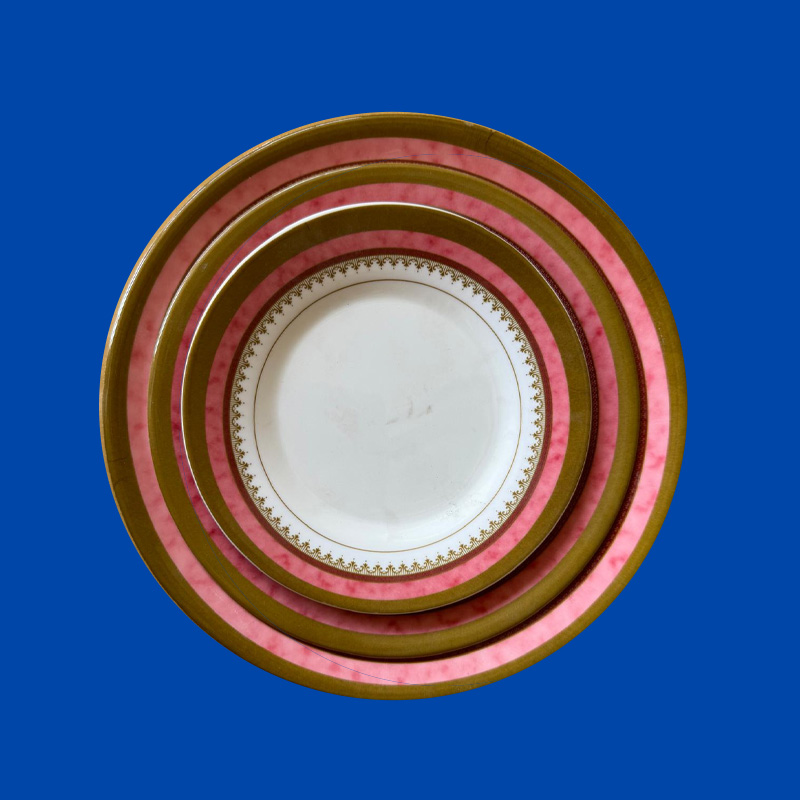 Melamine Curry Set (3 Pcs) Pink & Gold)